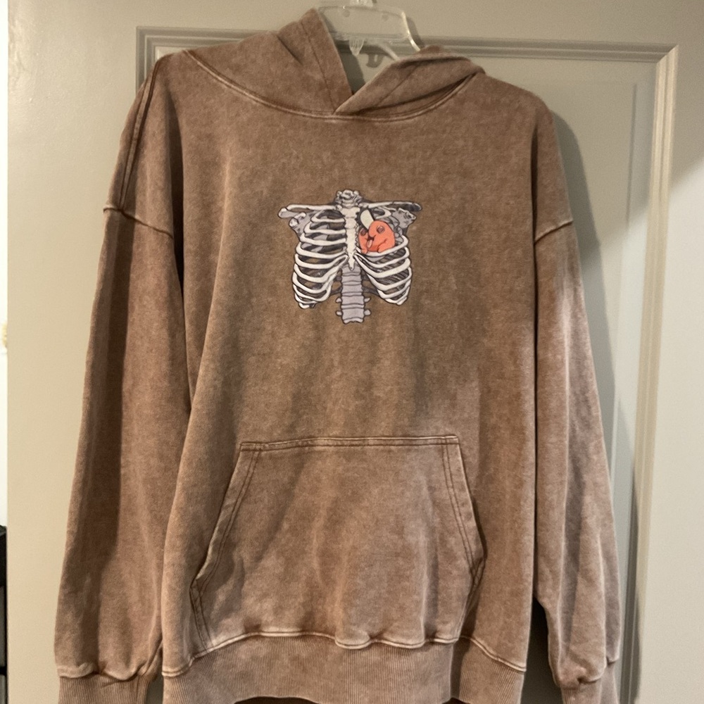 Brown Skeleton Graphic Hoodie